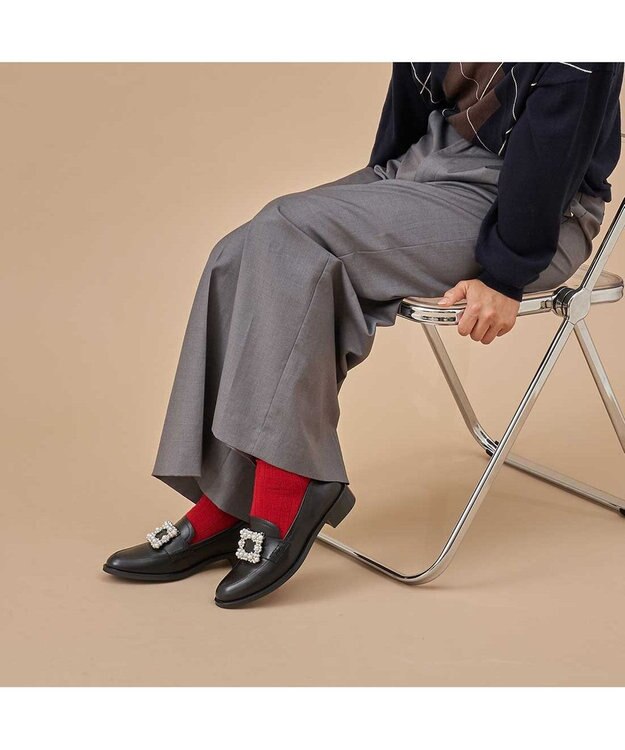 MODE ET JACOMO <carino>ビジューバックルローファー ブラック