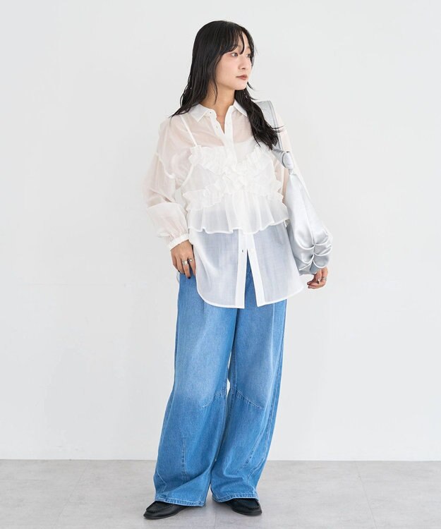 Green Parks ウエストタックコクーンデニムパンツ Light Indigo