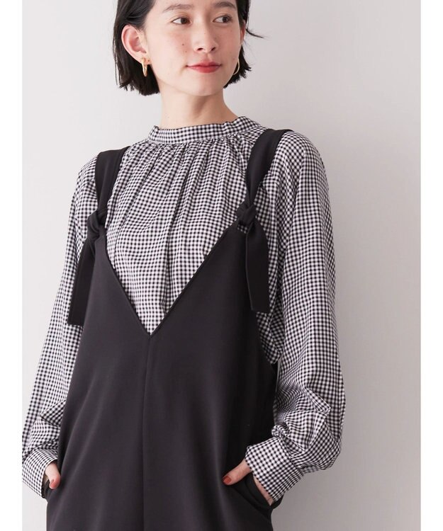 AMERICAN HOLIC 両ＶネックＩラインワンピース Black