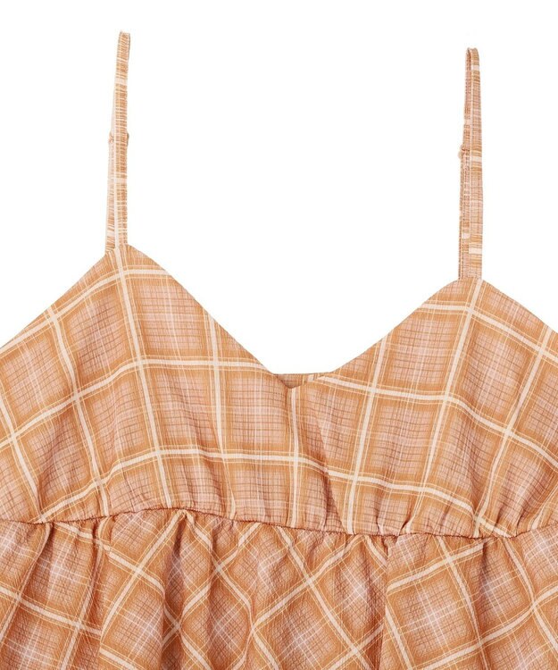 Green Parks ペプラムチェックキャミワンピース Orange