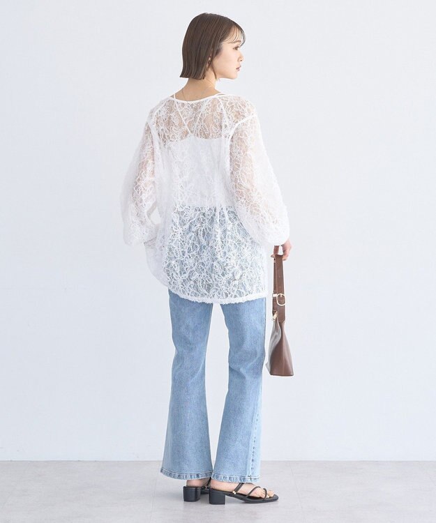 earth music&ecology レースフラワーブラウス Off White