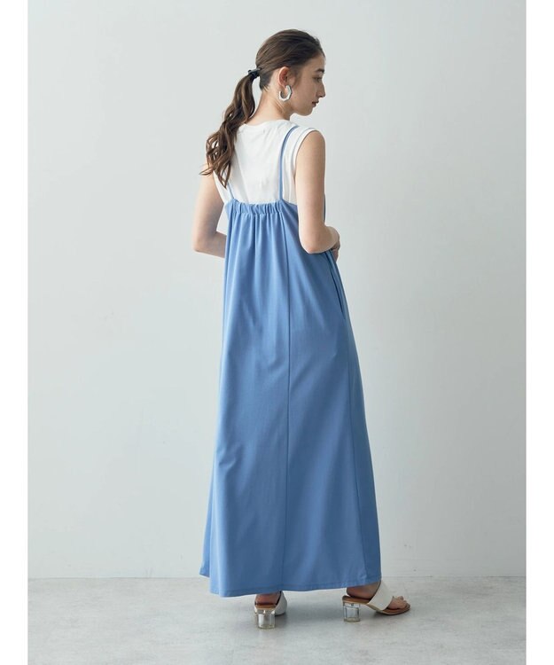 YECCA VECCA 【2点SET】シアーシャツ×Aラインキャミワンピース Navy