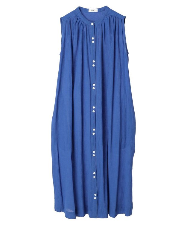 earth music&ecology ノースリーブギャザーワンピース Blue