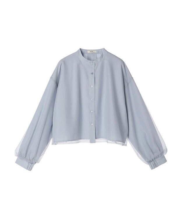 earth music&ecology チュールレイヤードシャツ Sax