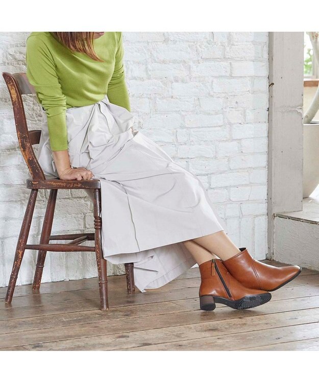 ing <ing>【WEB限定】スクエアトゥショートブーツ ブラウン