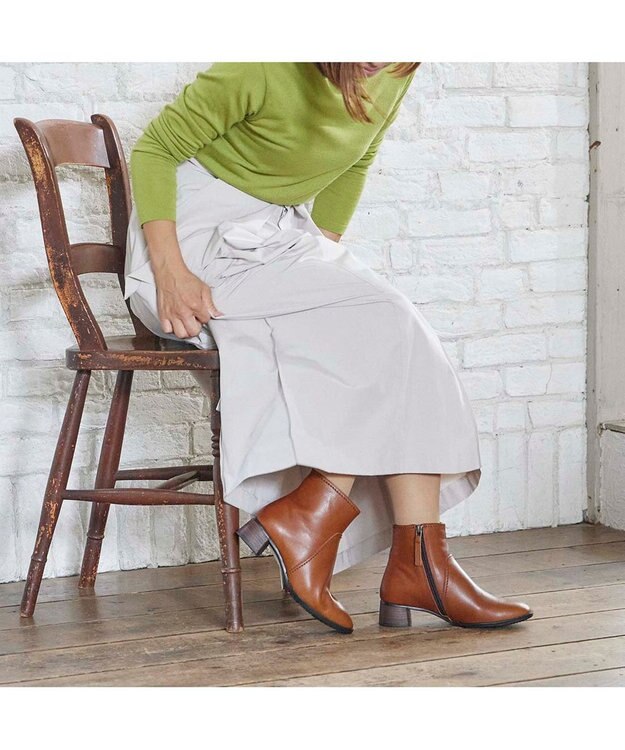 ing <ing>【WEB限定】スクエアトゥショートブーツ ブラウン