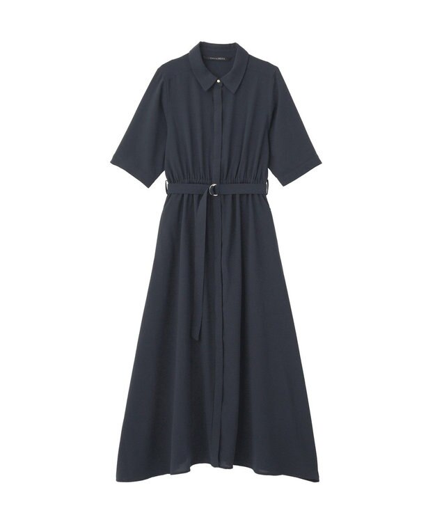 YECCA VECCA 【接触冷感】ベルト付きシャツワンピース Navy