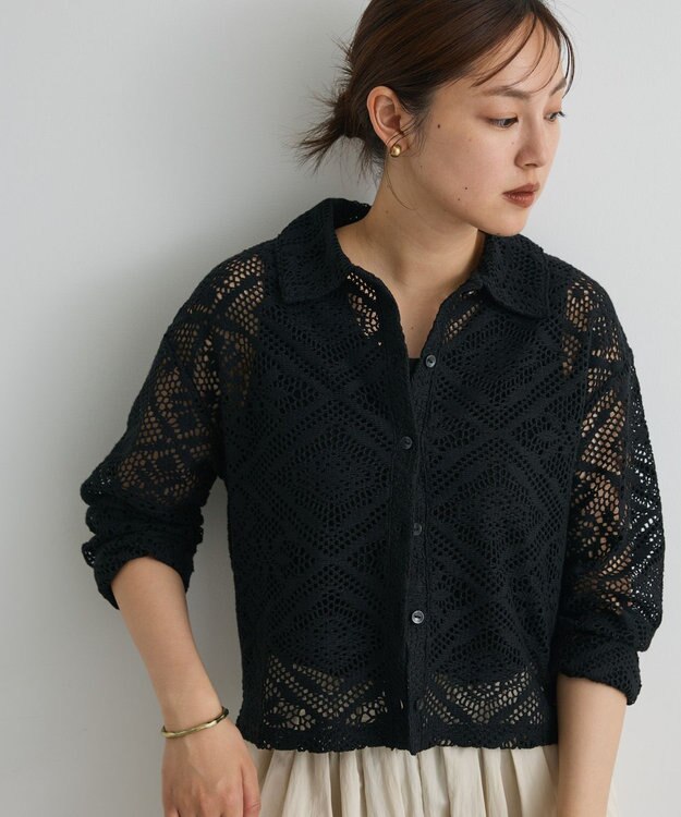 CRAFT STANDARD BOUTIQUE クロシェレースカーディガン Black