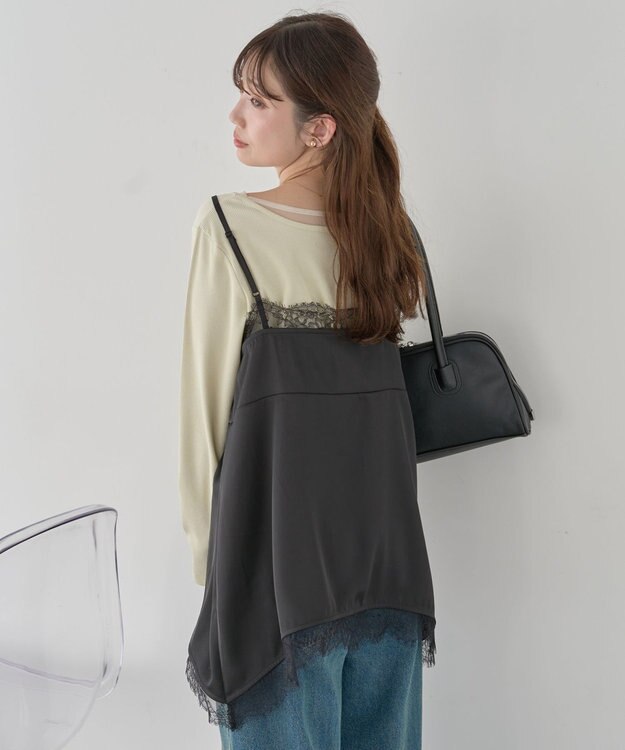 earth music&ecology 【予約】ランジェリーライクレースキャミ ブラック