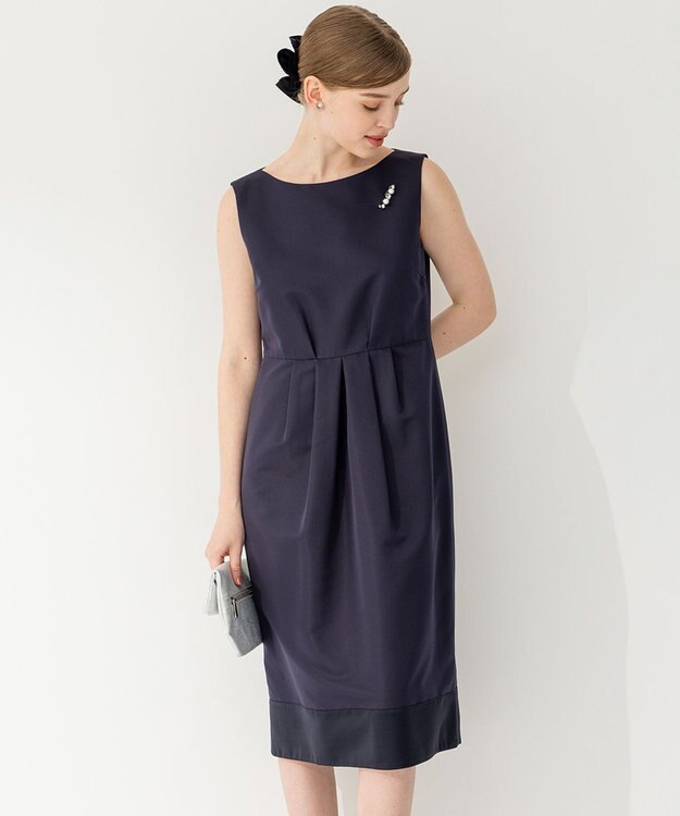 23区 L 【APPLAUDIR】グログランロイヤル ドレス ネイビー系