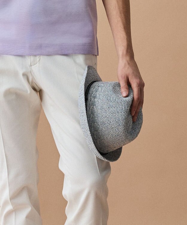 JOSEPH ABBOUD 【サイズ調整可】ウォッシャブルヘリンボーンハット ライトグレー系