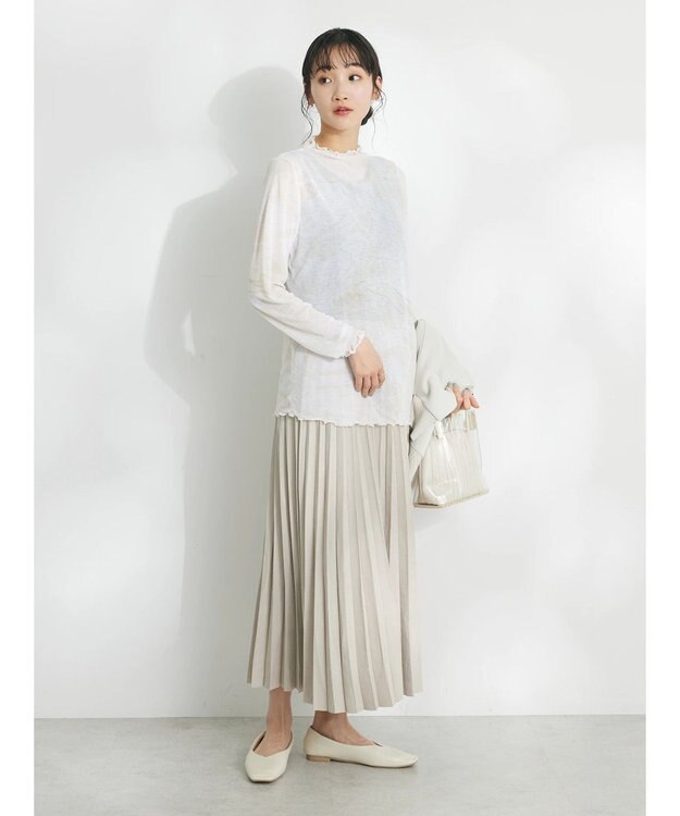 CRAFT STANDARD BOUTIQUE プリント柄スタンドネックプルオーバー Beige