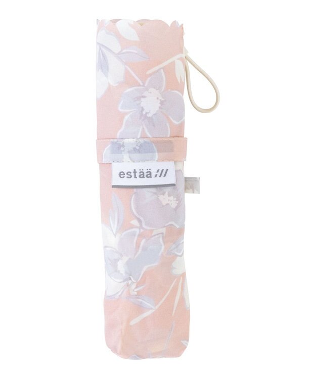 MOONBAT estaa 【耐風】折りたたみ傘 アンティークフラワー UV ペールピンク