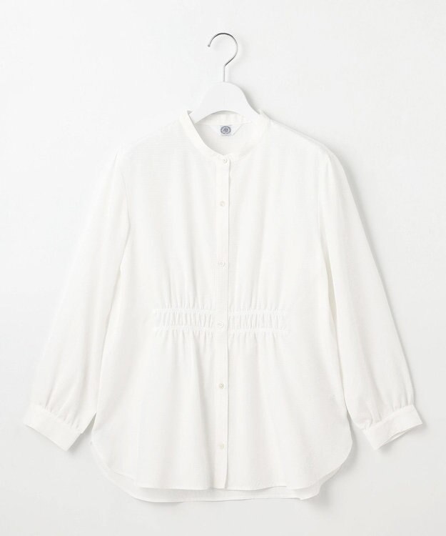 J.PRESS LADIES S 【洗える】アセVisシャドーギンガム シャーリング ブラウス ホワイト系