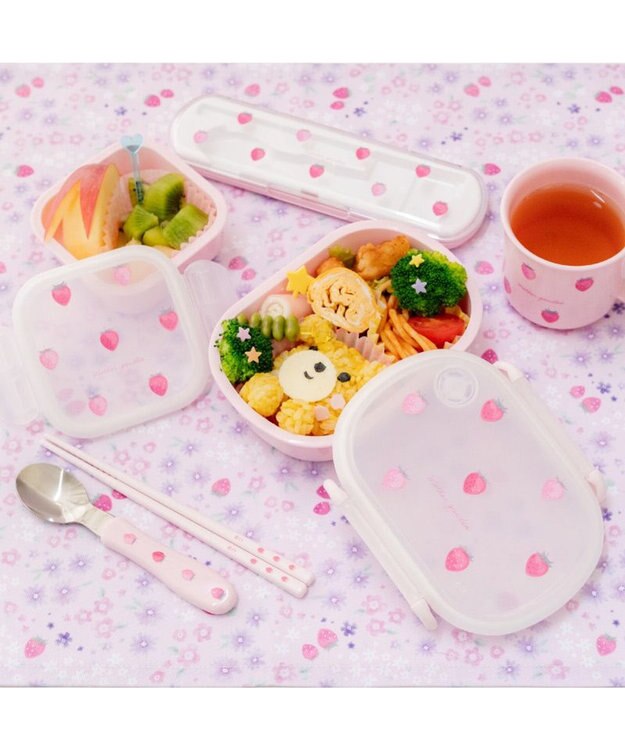 Mother garden ネット店 マザーガーデン 野いちご ランチ2点セット 《レトロストロベリー柄》 レトロストロベリー柄