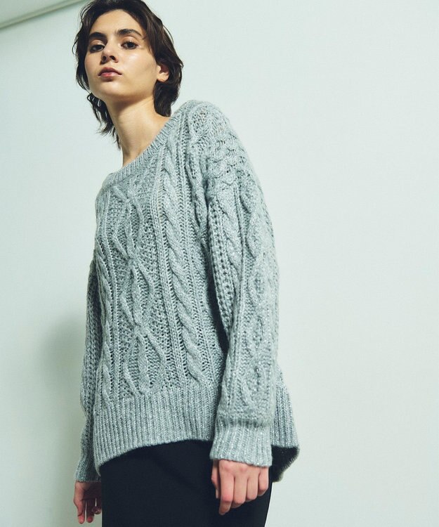 GRACE CONTINENTAL スパングルケーブルニット グレー