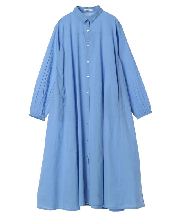 CRAFT STANDARD BOUTIQUE インド綿Ａラインシャツワンピース Sax