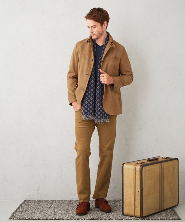 JOSEPH ABBOUD 【裏起毛/ストレッチ】5ポケットオーガニックカルゼ パンツ キャメル系