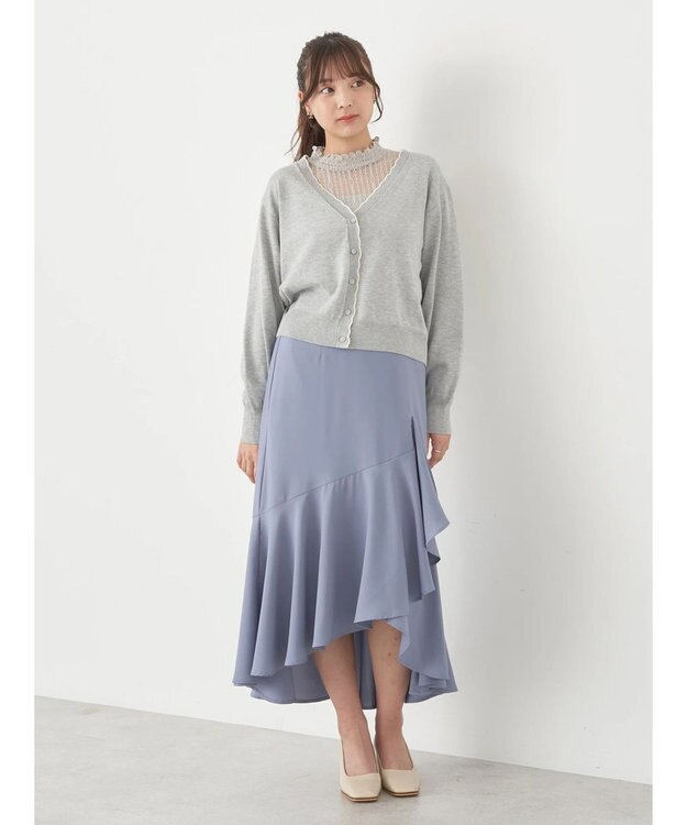earth music&ecology ちびスカラップカーディガン Light Gray