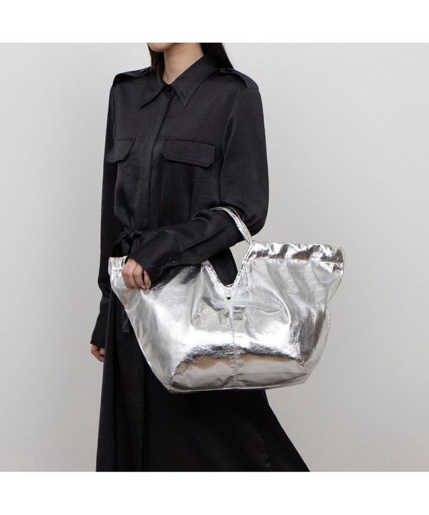 UNBILLION カシュカシュ cachecache / メタリックギャザーパッカブルトート シルバー