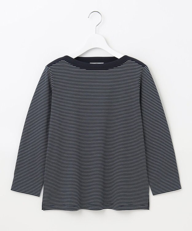 J.PRESS LADIES ニットパーツジャージー ボーダー カットソー ネイビー系1