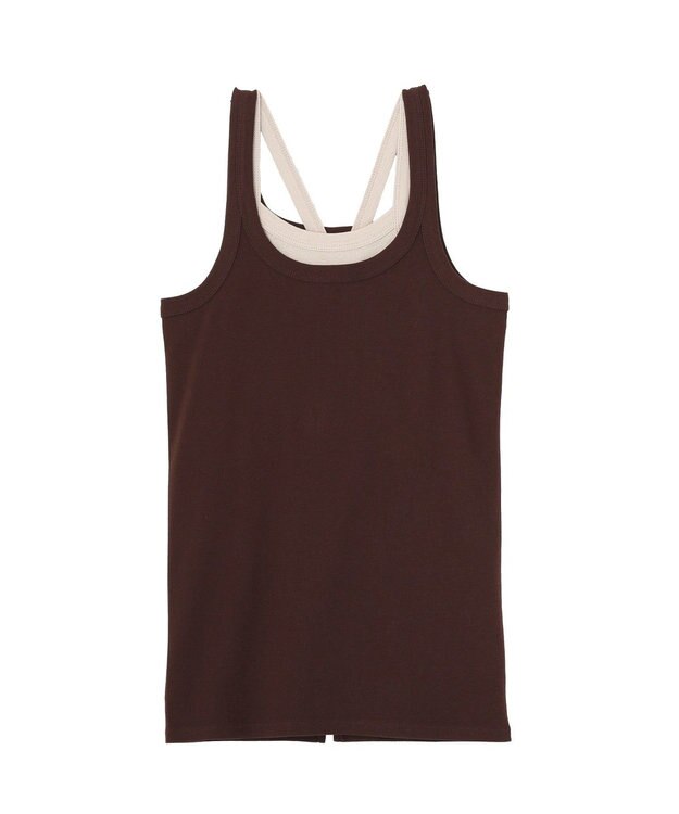 AMERICAN HOLIC 【2点セット】レイヤードデザインタンクトップ Brown