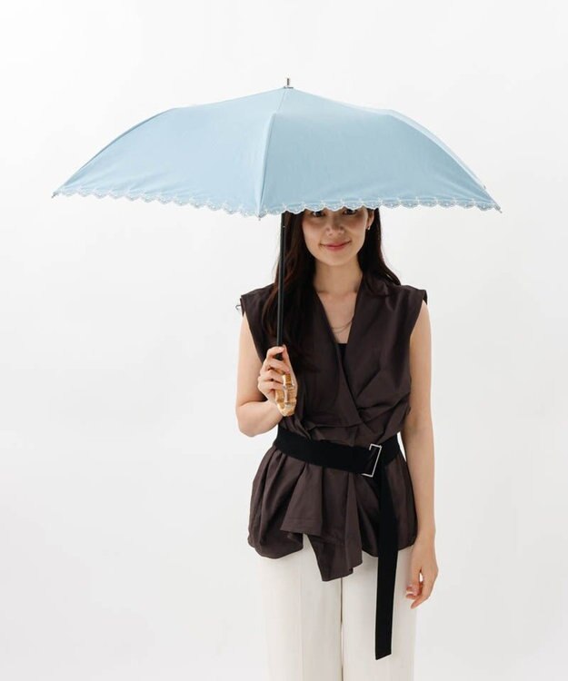 AURORA 【 BLAO（ブラオ）】サマーシールド ボーラー刺しゅう晴雨兼用傘(折りたたみ傘) ターコイズ