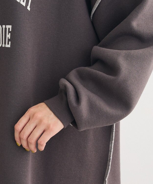 Green Parks 裏起毛配色ステッチロゴチュニック Dark Gray