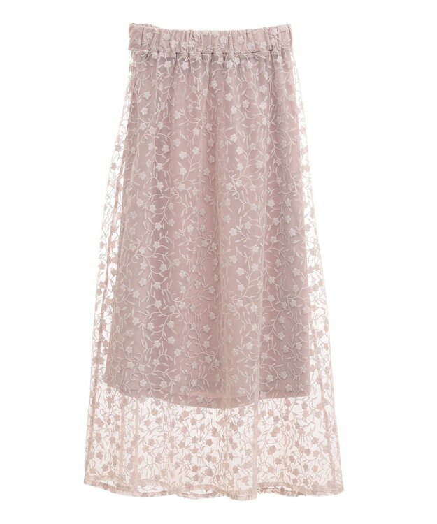 earth music&ecology シアーレースレイヤードスカート Pink Beige