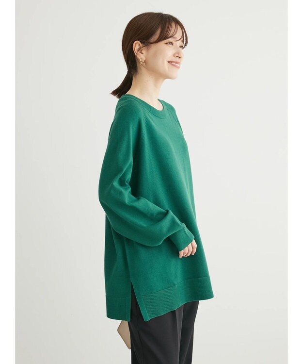 Green Parks もちやわ　ボートネックニットチュニック Green