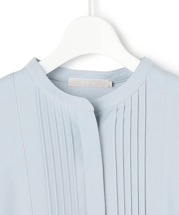 ICB L イージージョーゼット ピンタックカットソー サックスグレー