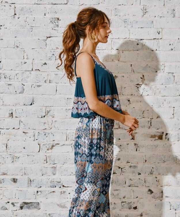 San-ai Resort（三愛水着楽園） ロングパンツセット水着　9M・11L　【Coral veil（コーラルヴェール）】 グリーン