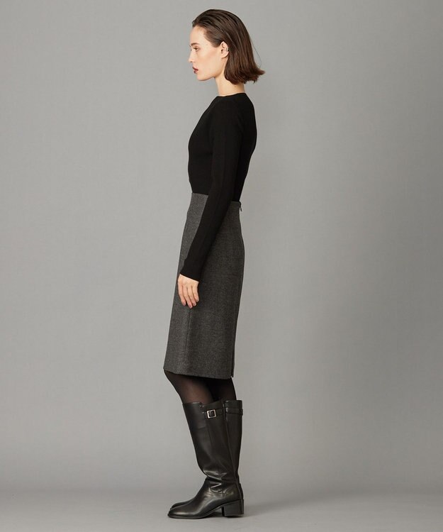 ICB L シックツイード スカート ミディアムグレー系