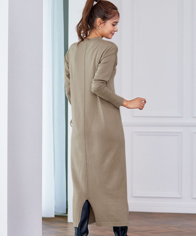 Tiaclasse 【2点セット】Wフェイスニットベスト＆ニットワンピース ベージュ