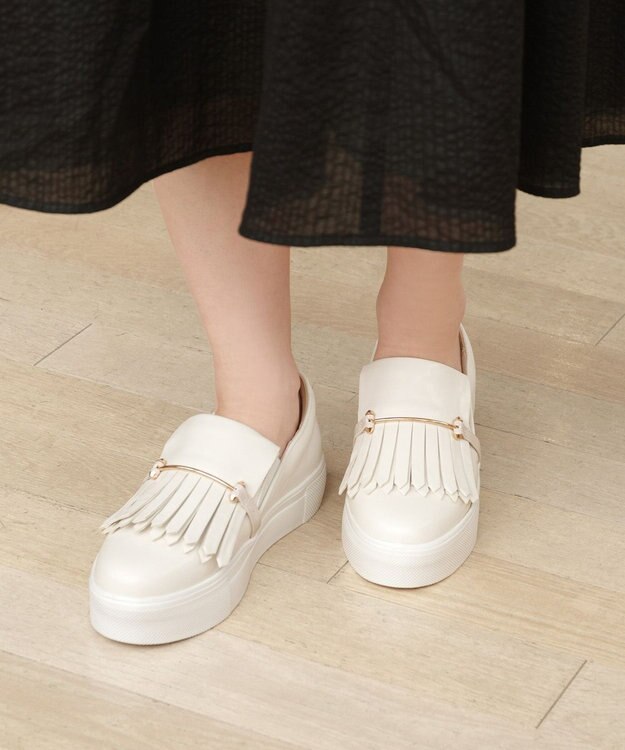 TOCCA 【晴雨兼用】FRINGE SLIPON RAIN SNEAKERS スニーカー アイボリー系