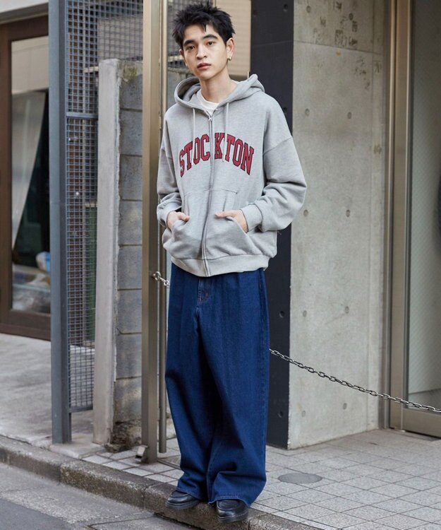 WEGO 【ユニセックス着用ITEM】ワッペンロゴZIPパーカー 杢グレー