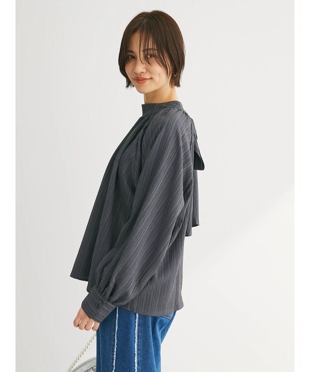 Green Parks ・ＡＮＤ　ＳＥＡＲＣＨ　バックリボンブラウス Charcoal Gray