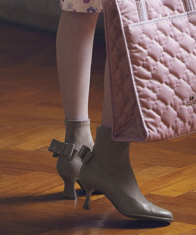 TOCCA BACK RIBBON SHORTBOOTS ショートブーツ ベージュ系