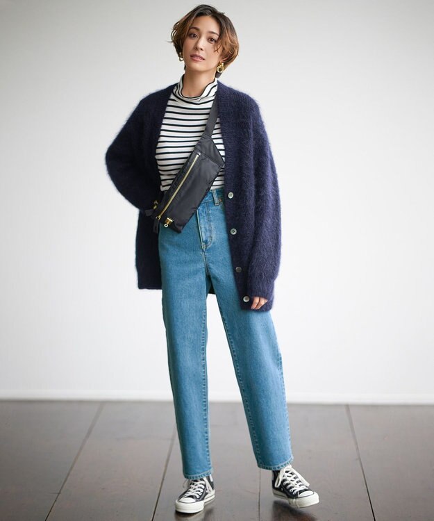 23区 リッチモヘア Vネック カーディガン ネイビー系