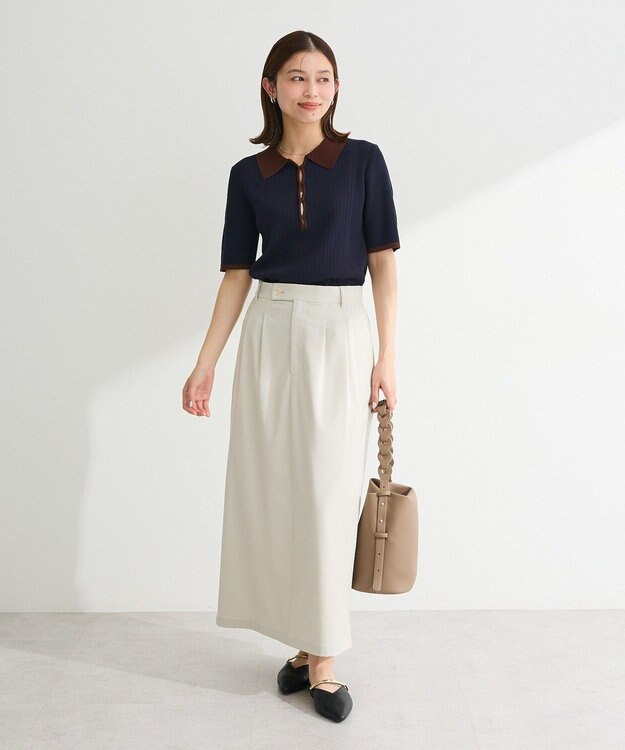 Green Parks イージーケアタック入りスカート Beige