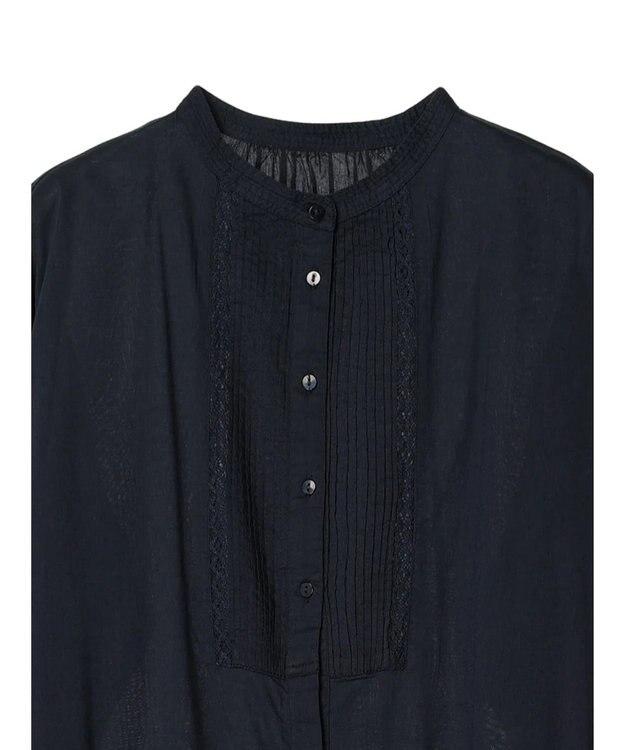 CRAFT STANDARD BOUTIQUE インド綿混レース使いワンピース Dark Navy