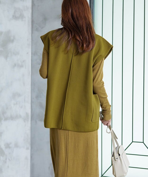 Tiaclasse 【2点セット】Wフェイスニットベスト＆ニットワンピース カーキ