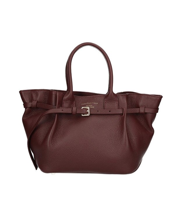 INTER-CHAUSSURES 【CHRISTIAN VILLA】レザーミディアムハンドバッグ ボルドー