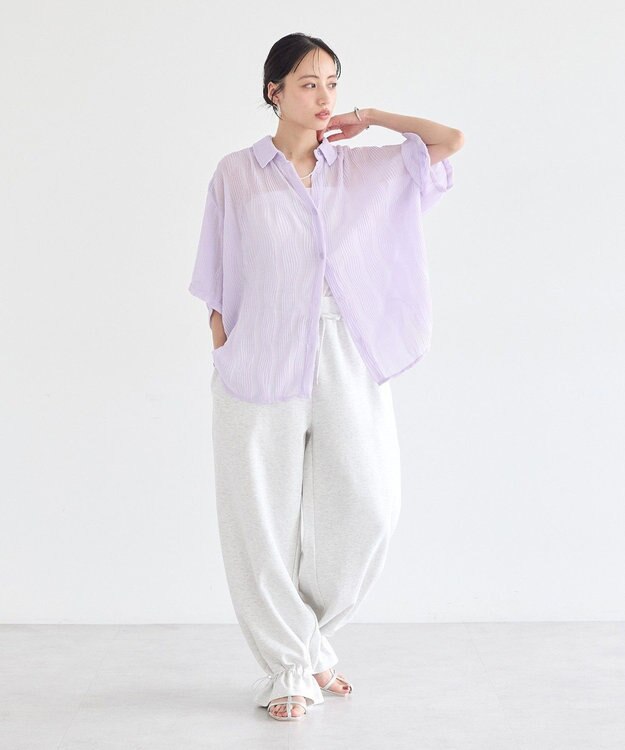 earth music&ecology ランダムプリーツシャツ Lilac