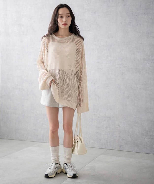 WEGO スターメッシュニットプルオーバー ホワイトアイボリー