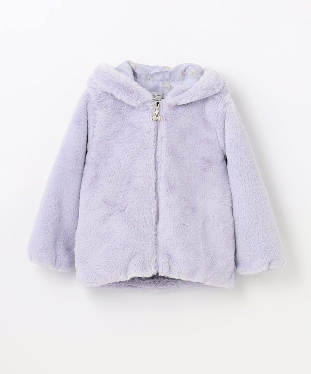 ANY KIDS アニマル耳ボアブルゾン サックスブルー×ネコ耳