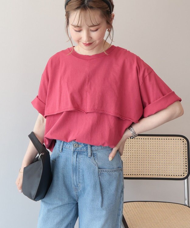 AMERICAN HOLIC レイヤード風加工Ｔシャツ Red