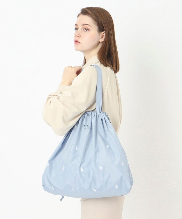 MOONBAT POLO RALPH LAUREN ポケッタブルレインバッグ ポロポニーカラードット／撥水 レインバッグカバー サックスブルー