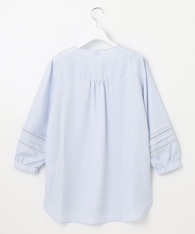 J.PRESS LADIES 【洗える】ポリエステルスパンソフトクロス レース ブラウス サックスブルー系