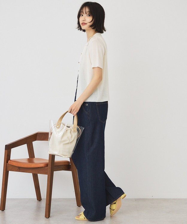 AMERICAN HOLIC 襟付きスキッパー半袖ニットポロ Off White
